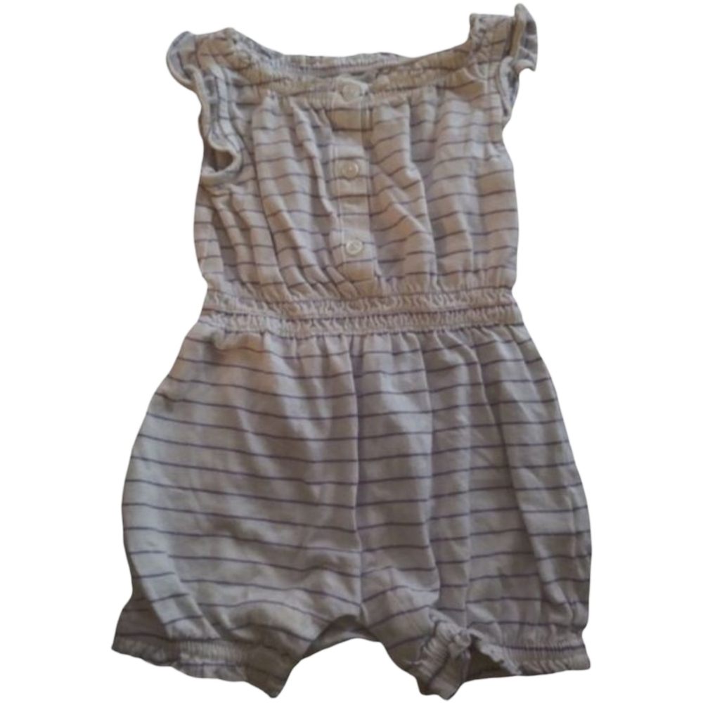 baby Gap White & Purple Stripes Short Sleeve Short Romper 0-3 Months
